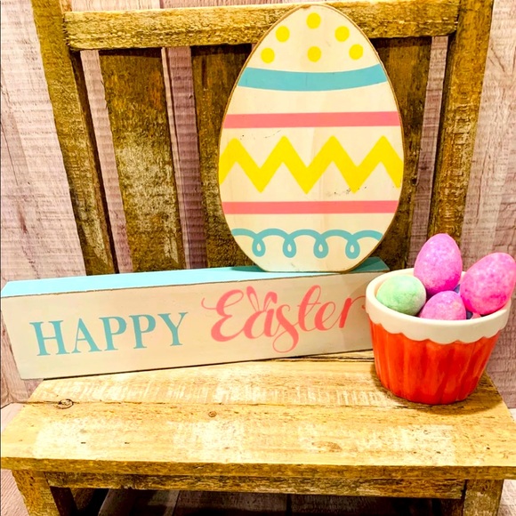 Reversible Happy Spring/Easter Word Block Signs - Picture 4 of 11